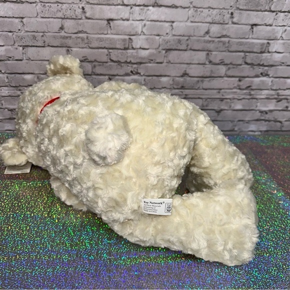 Holiday Home Cream Teddy Bear Plush Wavy Fur Red Bow Toy Network 2009 w/ Tag - Picture 10 of 14